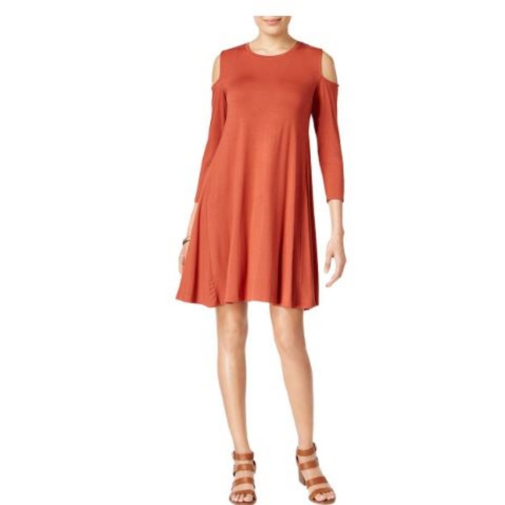 Style & Co Cold Shoulder A-Line Dress Women Size L
